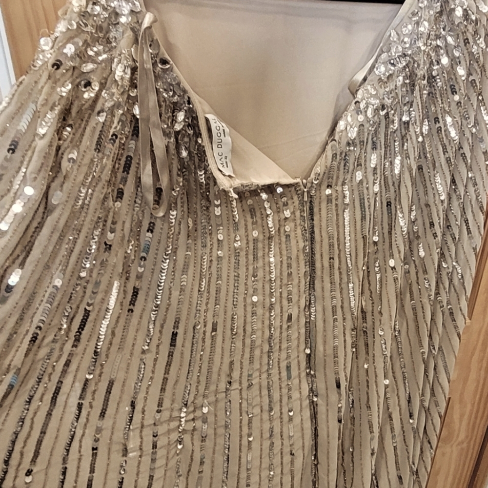 Mac Duggal embellished column cape gown